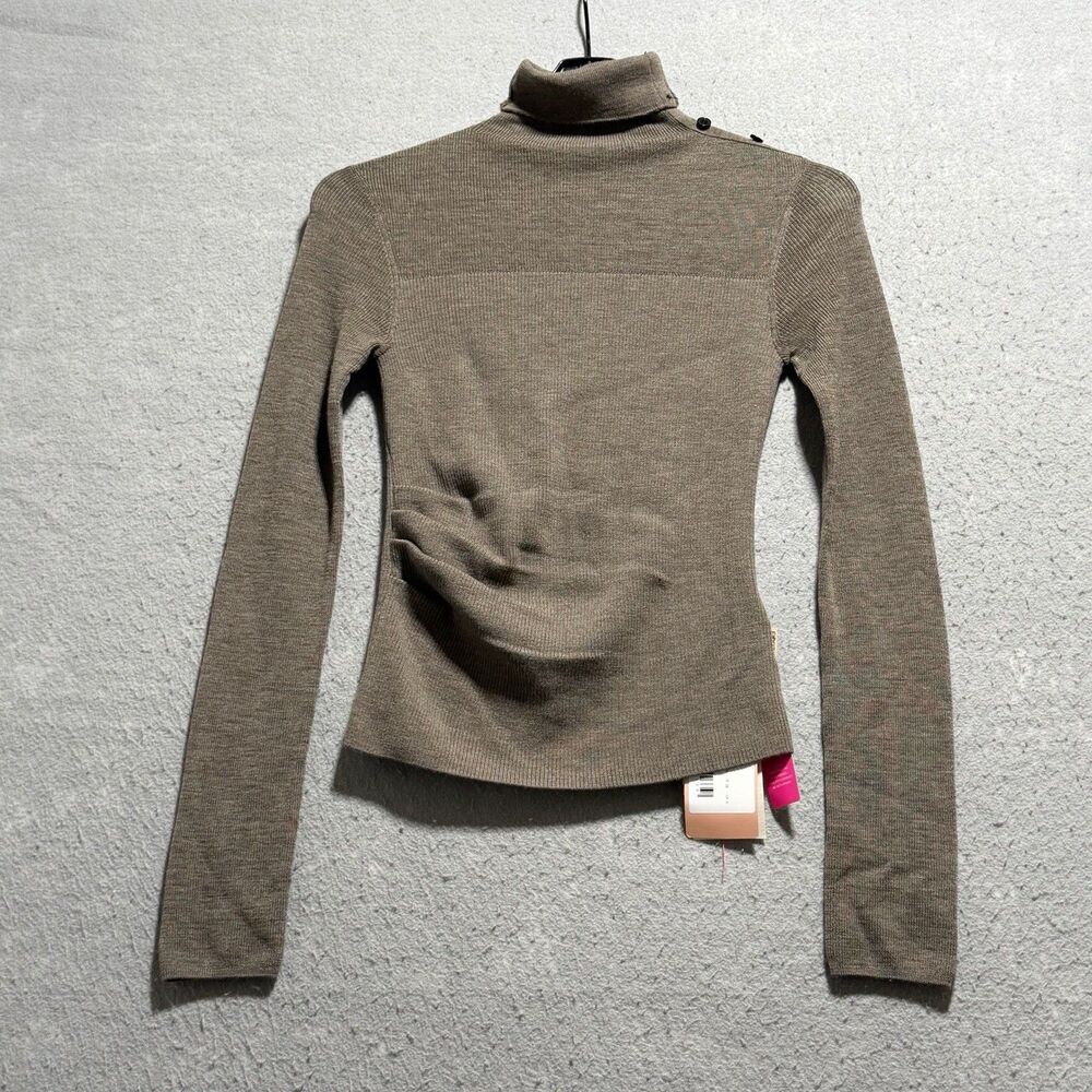 Lumina Slouchy Turtleneck Women’s XS Semi Sheer Bodice Fitted Top in Combed Wool